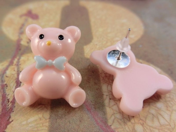 Teddy Bär Ohrstecker Bärchen rosa blau